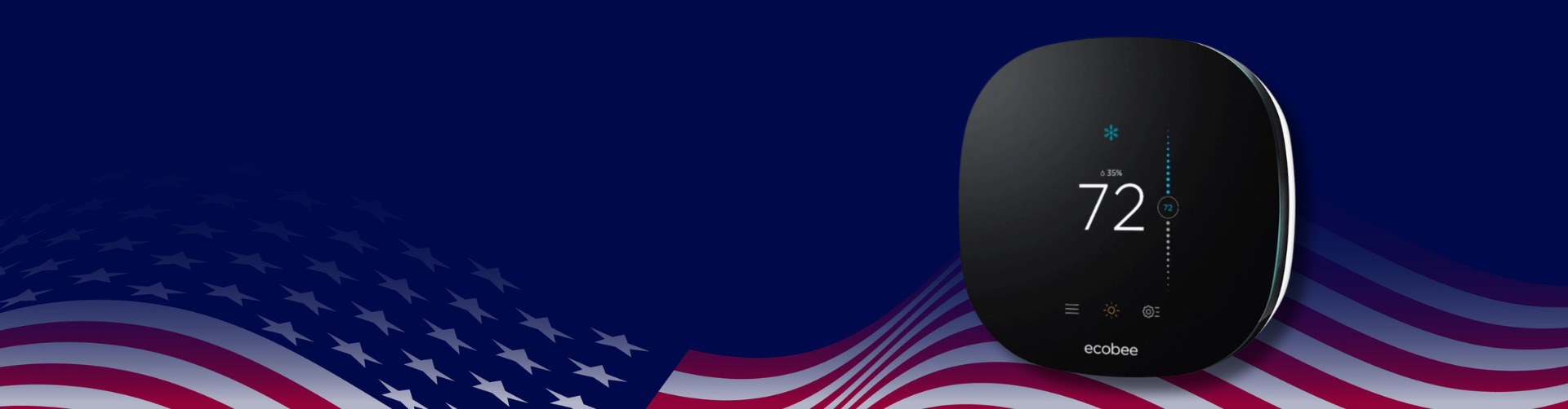 American flag and a smart thermostat representing our Memorial Day promotion